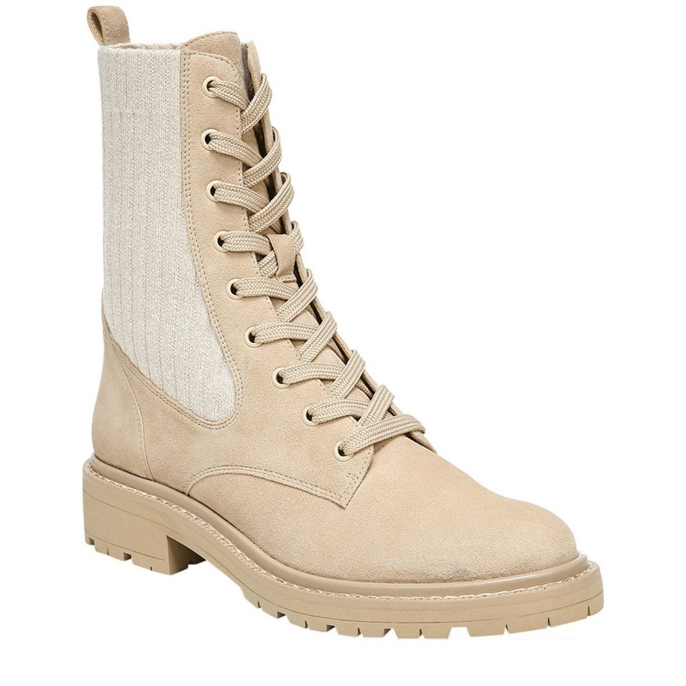 Sam Edelman ‘Lydell’ Mixed Media Suede and Ribbed Knit Combat Boot Size 8.5